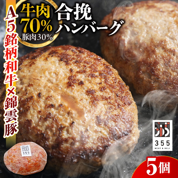 戸越銀座のハンバーグ5個セット　（牛70%豚30%）